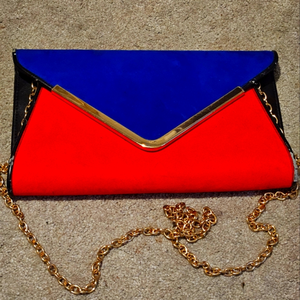 Vintage 80s Aldo suede color block clutch